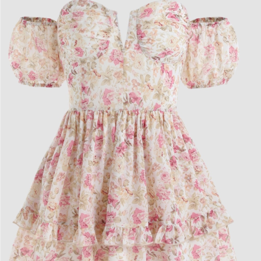 Cider Floral Print Dress with Ruffles